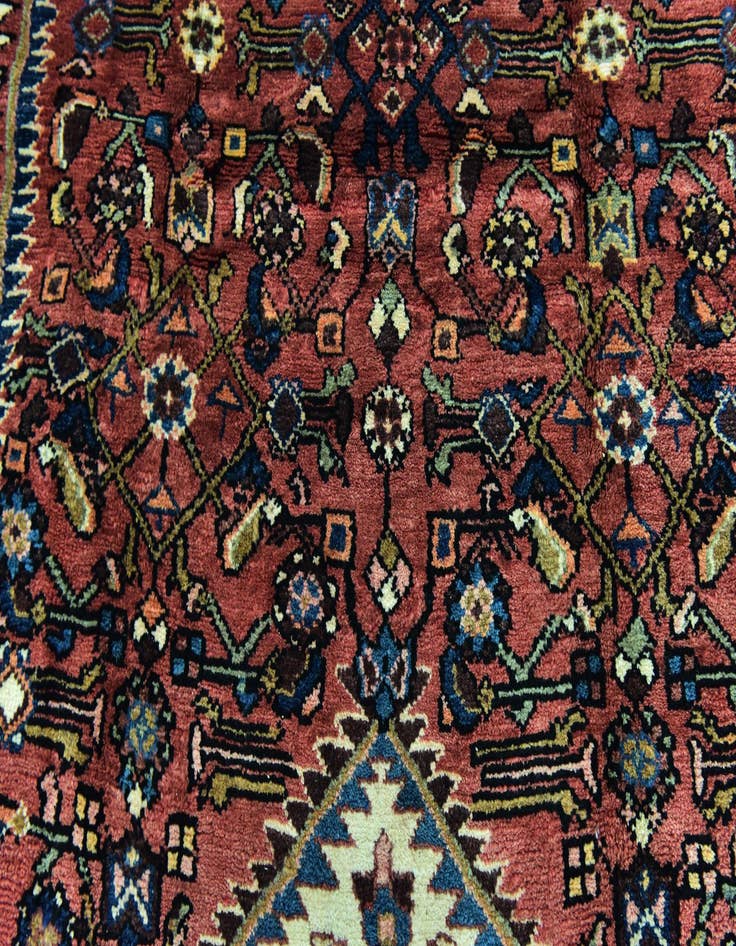 Detail image of 5' 4 x 10' 8 Hand Knotted Hossainabad Persian Wool Runner Rug