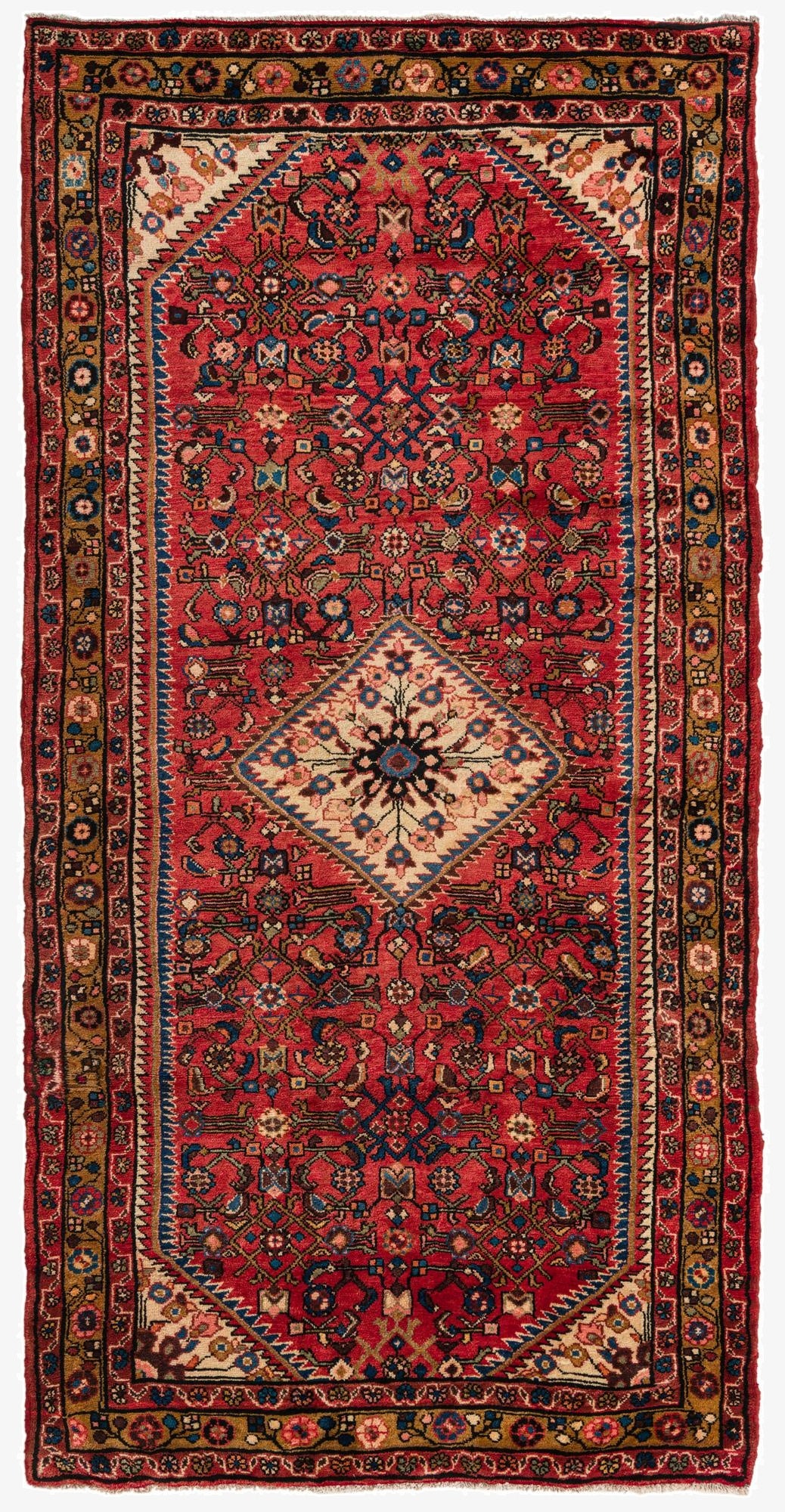  5' 4 x 10' 8  Hand Knotted Hossainabad Persian Wool Runner Rug