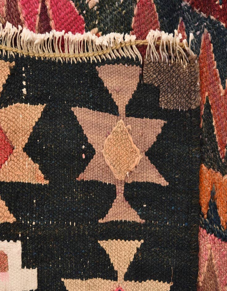 Detail image of  3' 10 x 10' 9  Hand Woven Kilim Fars Wool Runner Rug