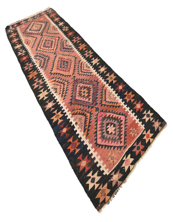 Detail image of  3' 10 x 10' 9  Hand Woven Kilim Fars Wool Runner Rug