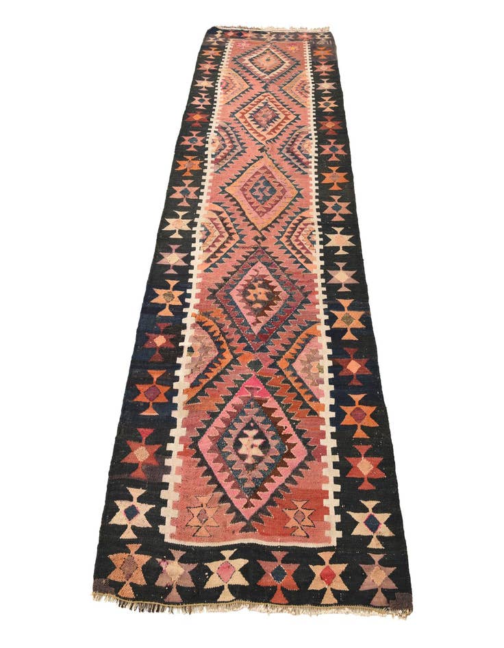 Detail image of  3' 10 x 10' 9  Hand Woven Kilim Fars Wool Runner Rug