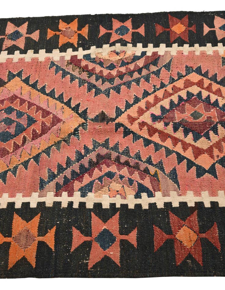 Detail image of  3' 10 x 10' 9  Hand Woven Kilim Fars Wool Runner Rug