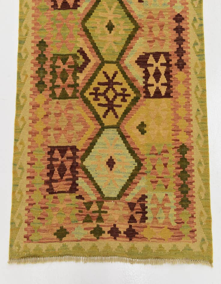 Detail image of  3' 3 x 6' 7  Hand Woven Kilim Maymana Wool Runner Rug