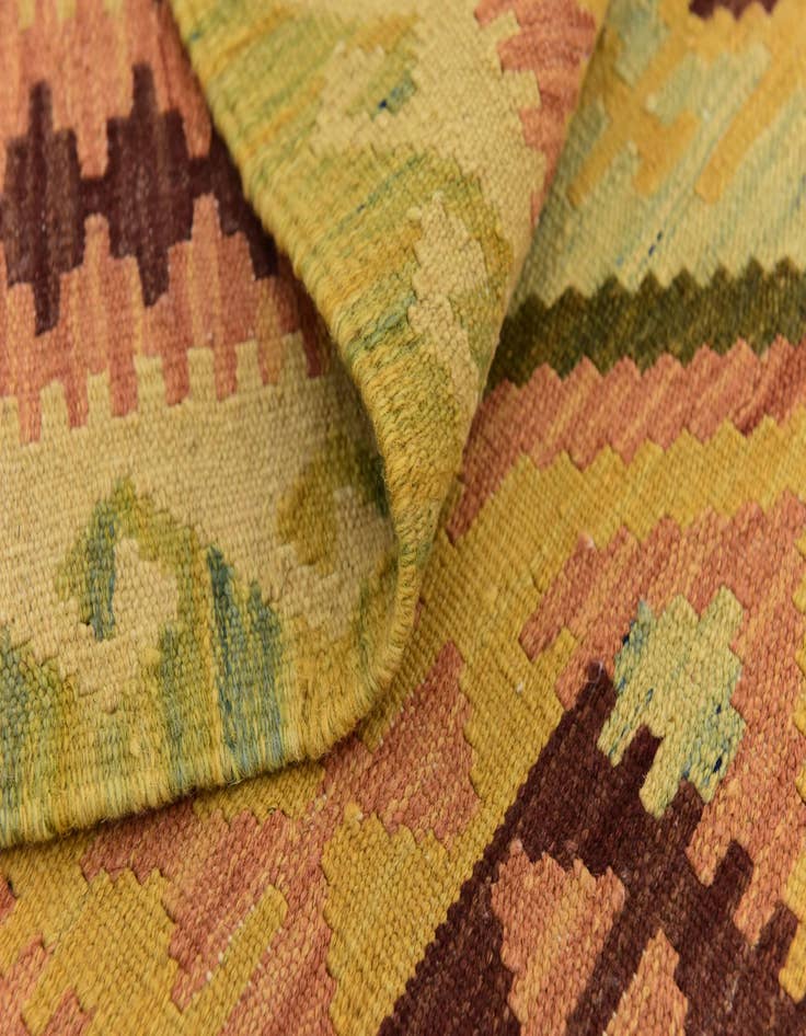 Detail image of  3' 3 x 6' 7  Hand Woven Kilim Maymana Wool Runner Rug