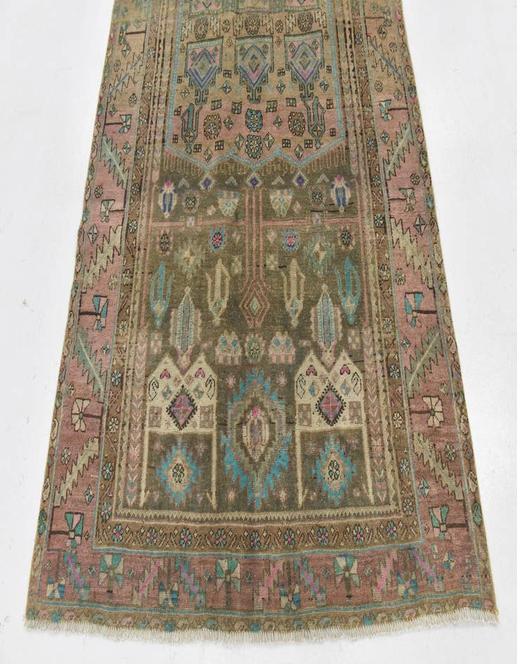 Detail image of 4' 10 x 9' 6 Hand Knotted Ultra Vintage Persian Wool Runner Rug