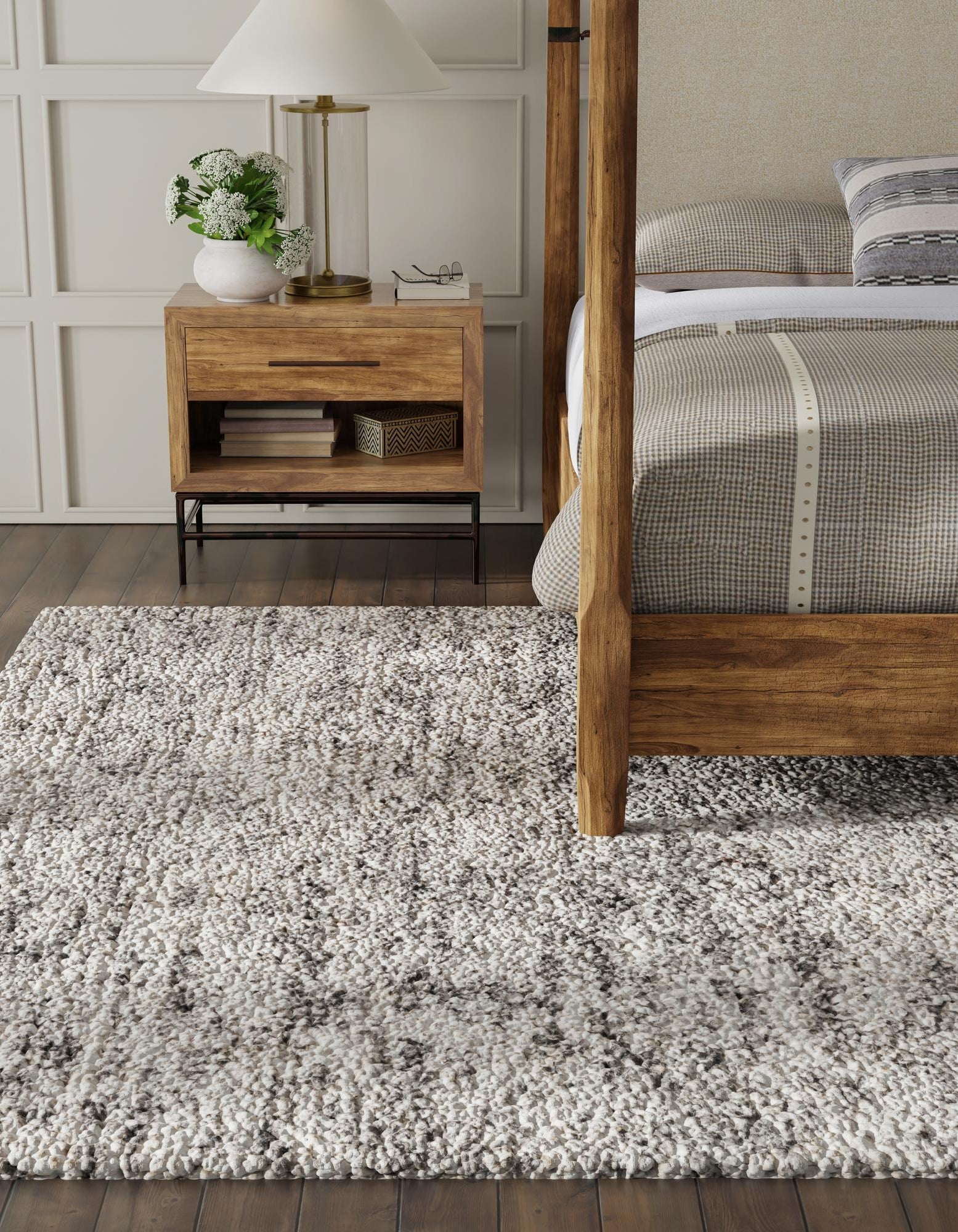 Salt and Pepper 4' 1 x 6' 1 Hand Woven Haka Deluxe Shag Rug | Rugs.com