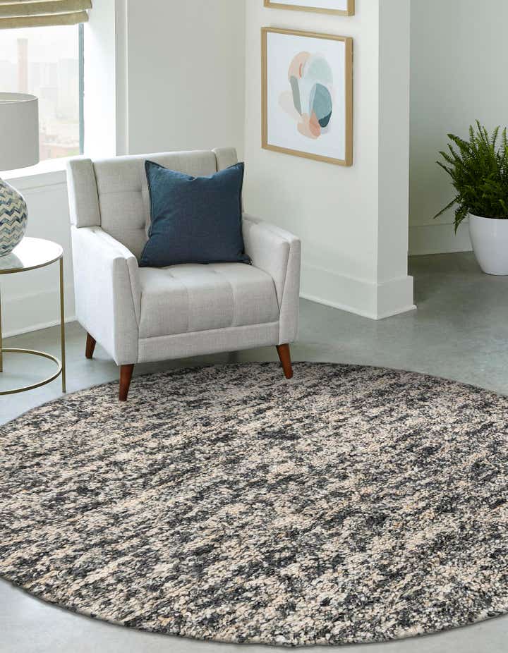 Salt and Pepper 6' 1 x 6' 1 Hand Woven Haka Deluxe Shag Round Rug ...