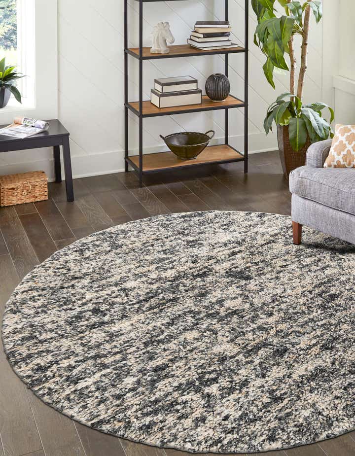 Salt and Pepper 6' 1 x 6' 1 Hand Woven Haka Deluxe Shag Round Rug ...