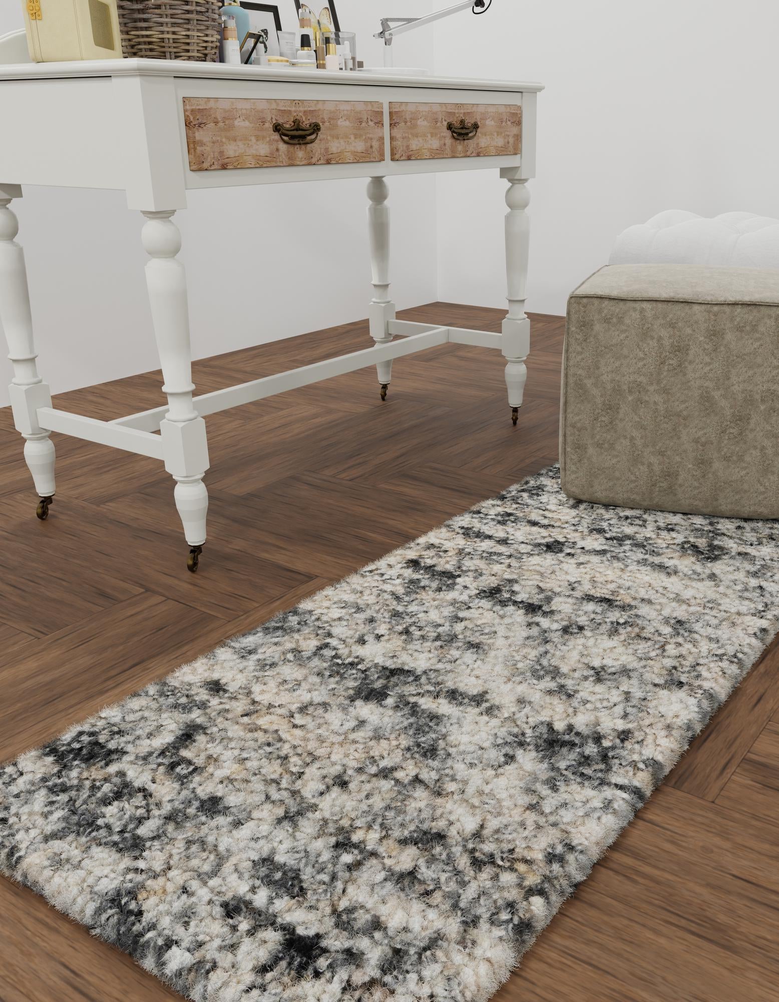 Salt and Pepper 2' 7 x 12' Hand Woven Haka Deluxe Shag Runner Rug ...