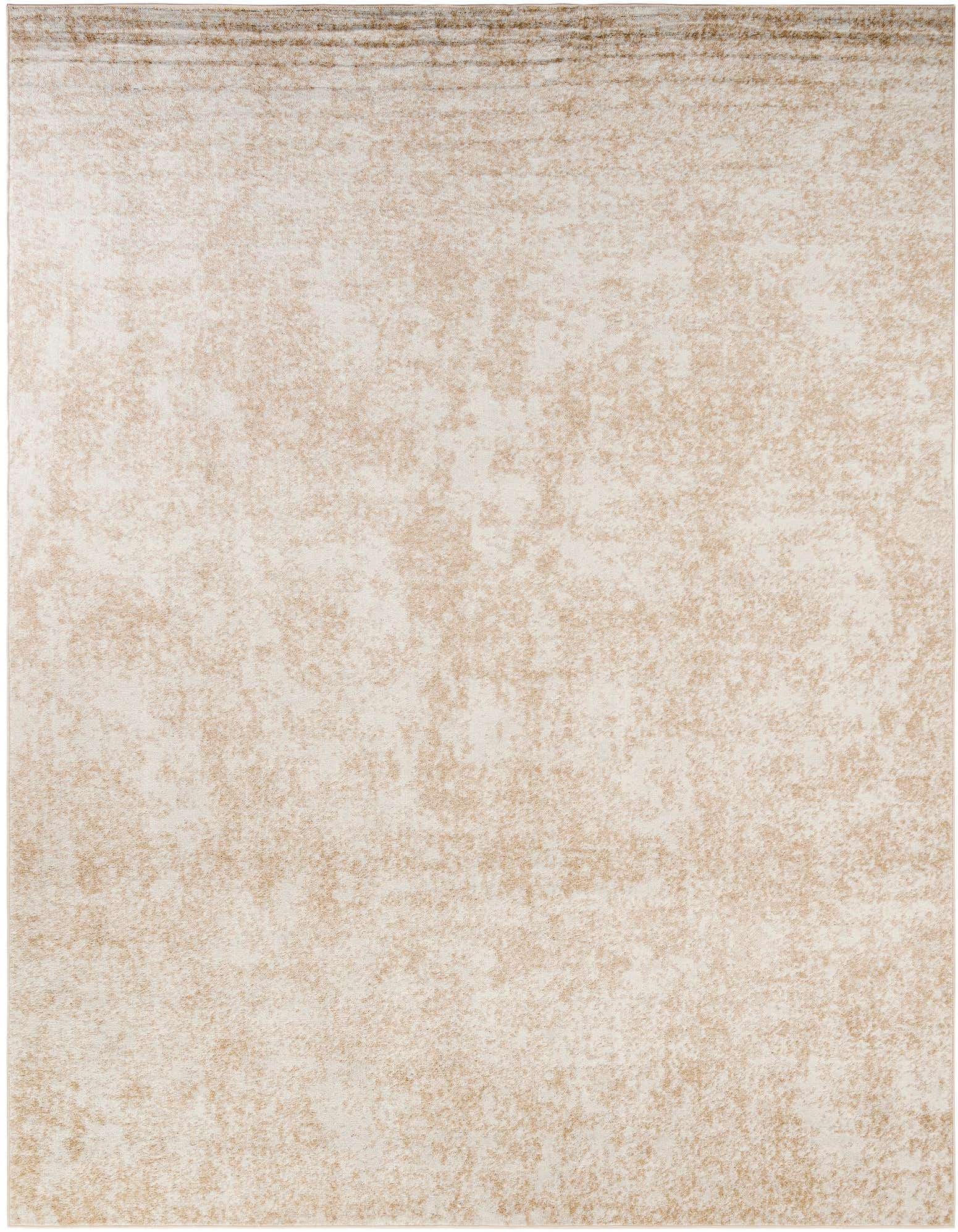 A 10x13 rectangular Aurora rug featuring a distressed, solid pattern in shades of brown, tan, and cream, suitable for a living room.