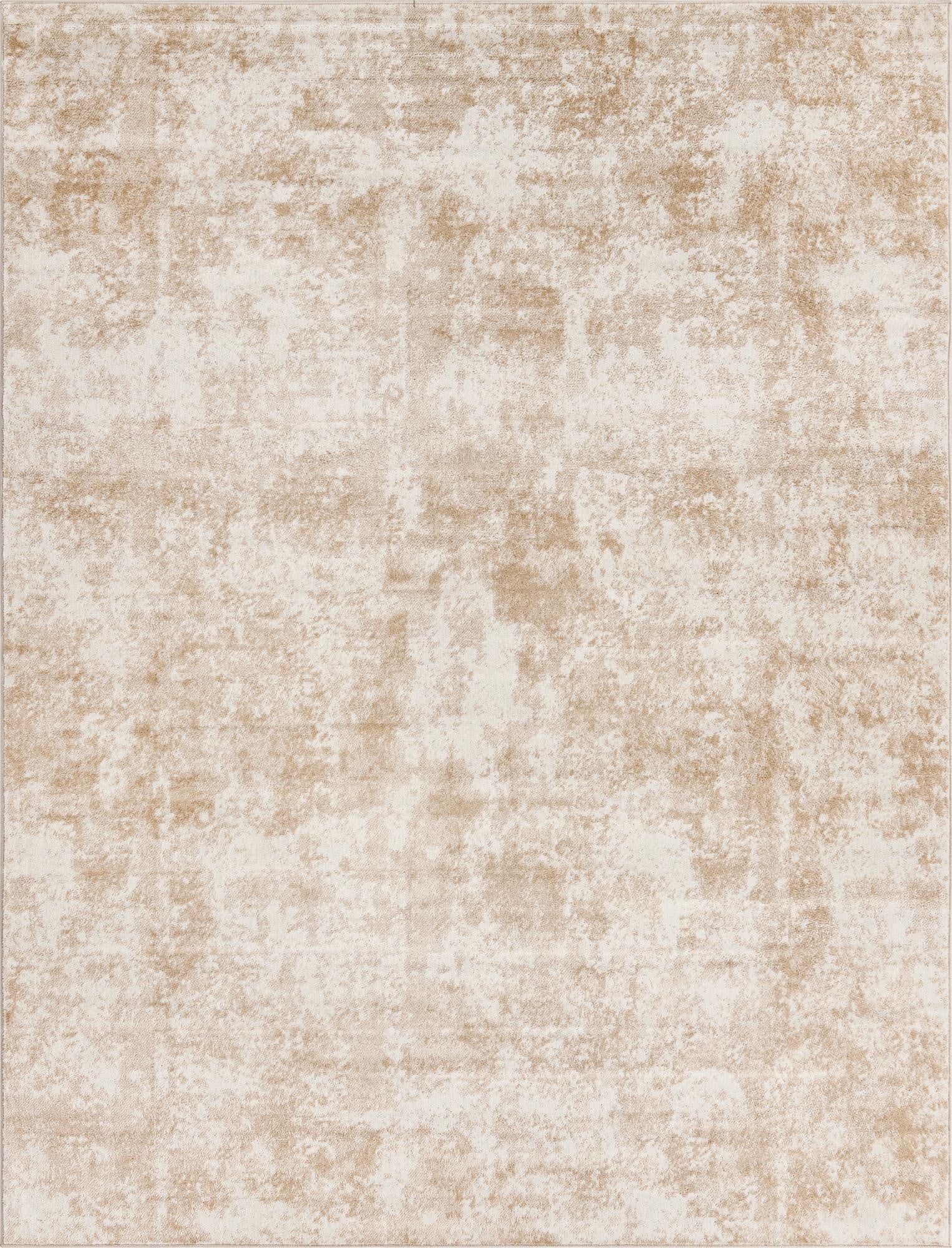 8x10 rectangular Rugs.com Aurora rug featuring a distressed modern pattern in shades of brown, tan, and cream.