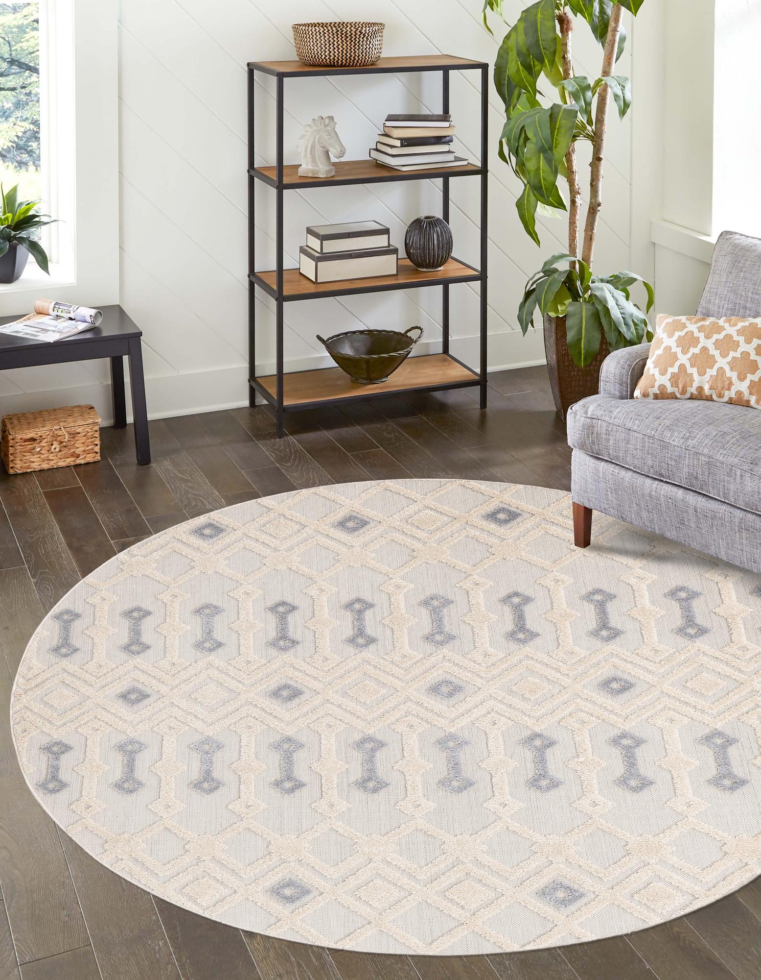 Sandy Beige 6' x 6' Fox Arlo Round Rug | Rugs.com