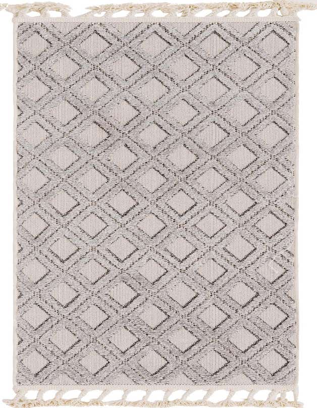 A 6 ft runner rug from the Arlo collection, featuring a modern geometric diamond pattern in ivory and cream with textured high-low pile.
