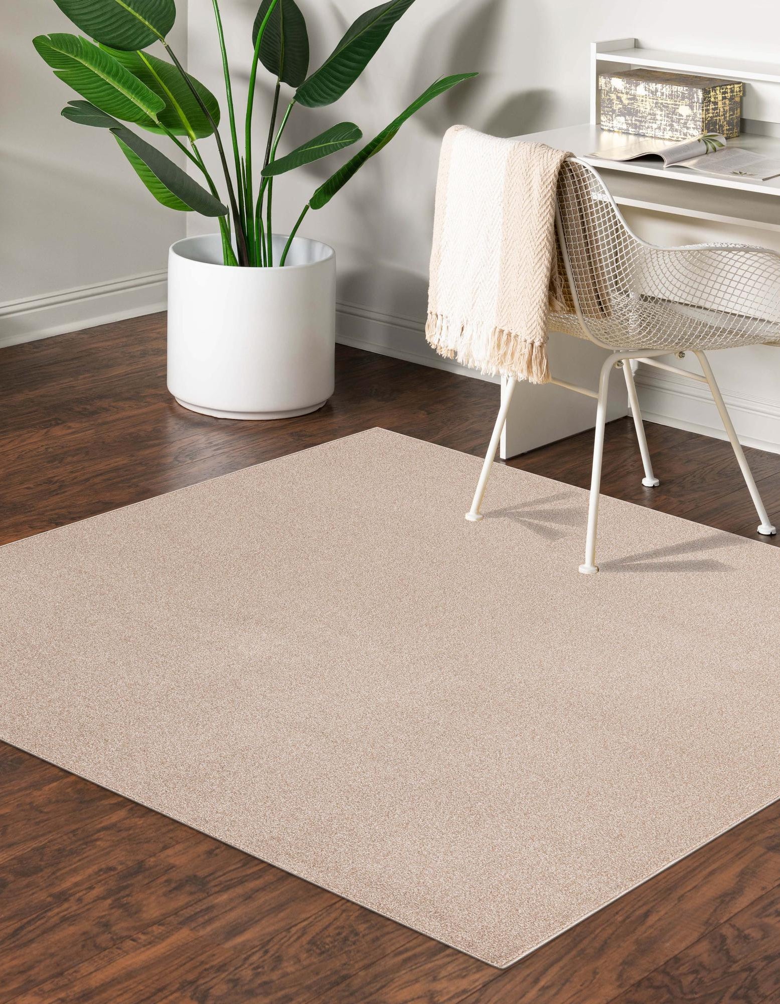 Sandy Beige 3' 3 x 3' 3 Everyday Solid Square Rug | Rugs.com