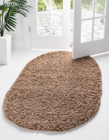  7' 10 x 10' Solid Shag Oval Rug