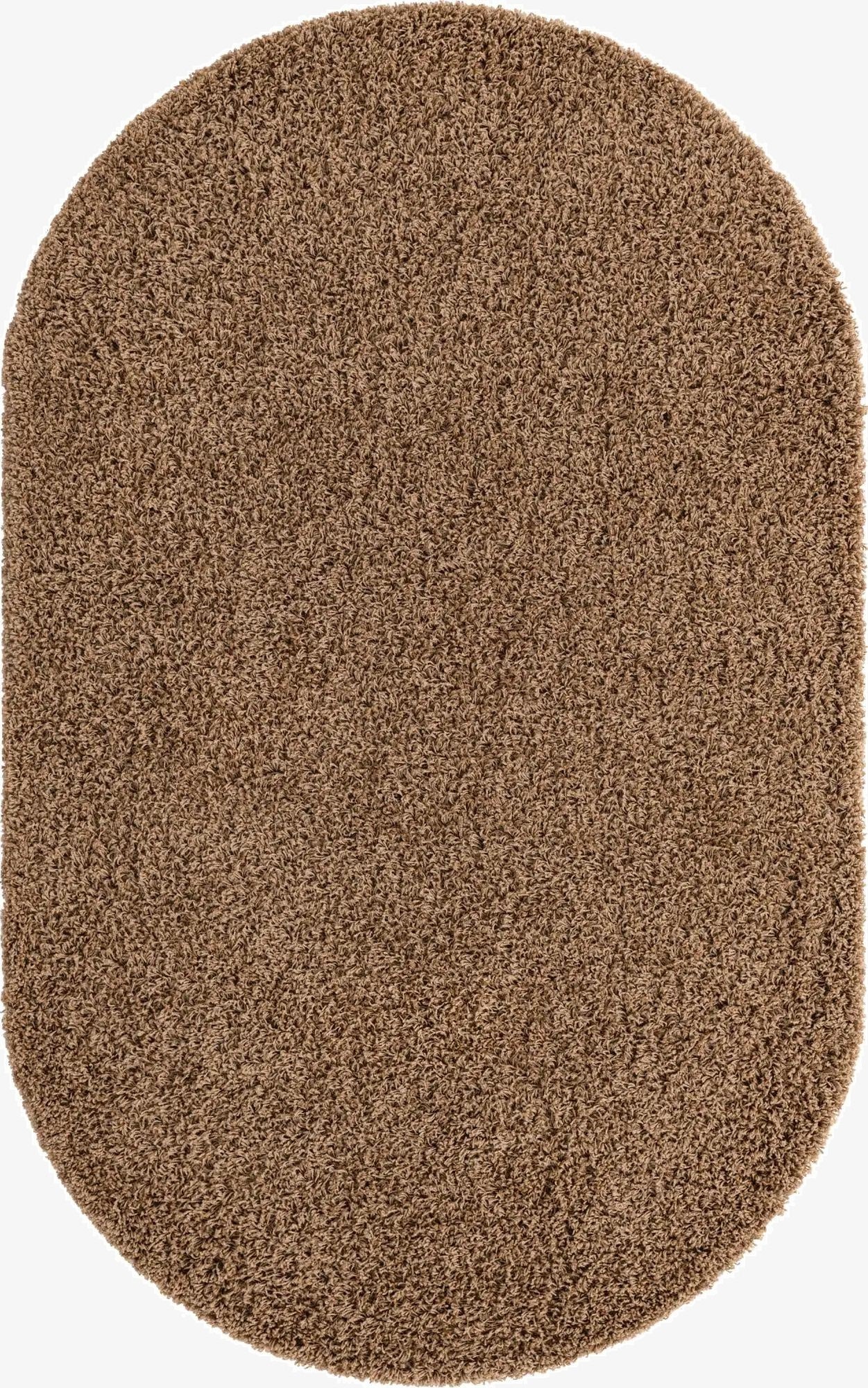  5' 3 x 8' Solid Shag Oval Rug