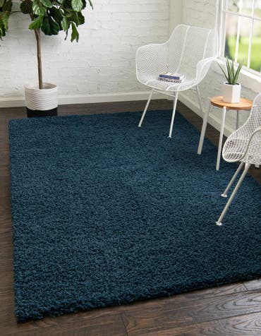  Custom Sapphire Blue Solid Shag Rug