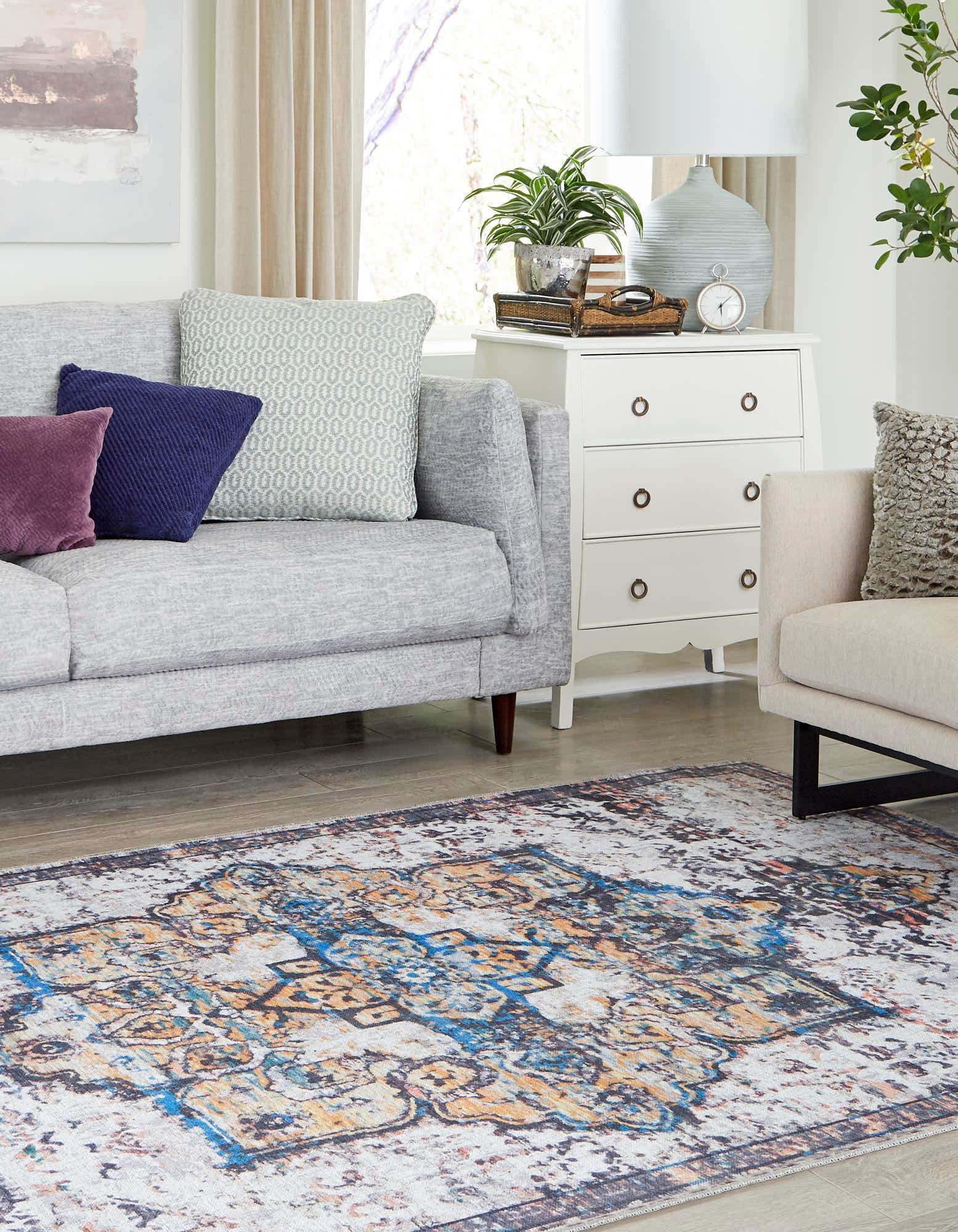 Sea Salt White 10' 6 x 13' Washable Francesca Rug | Rugs.com