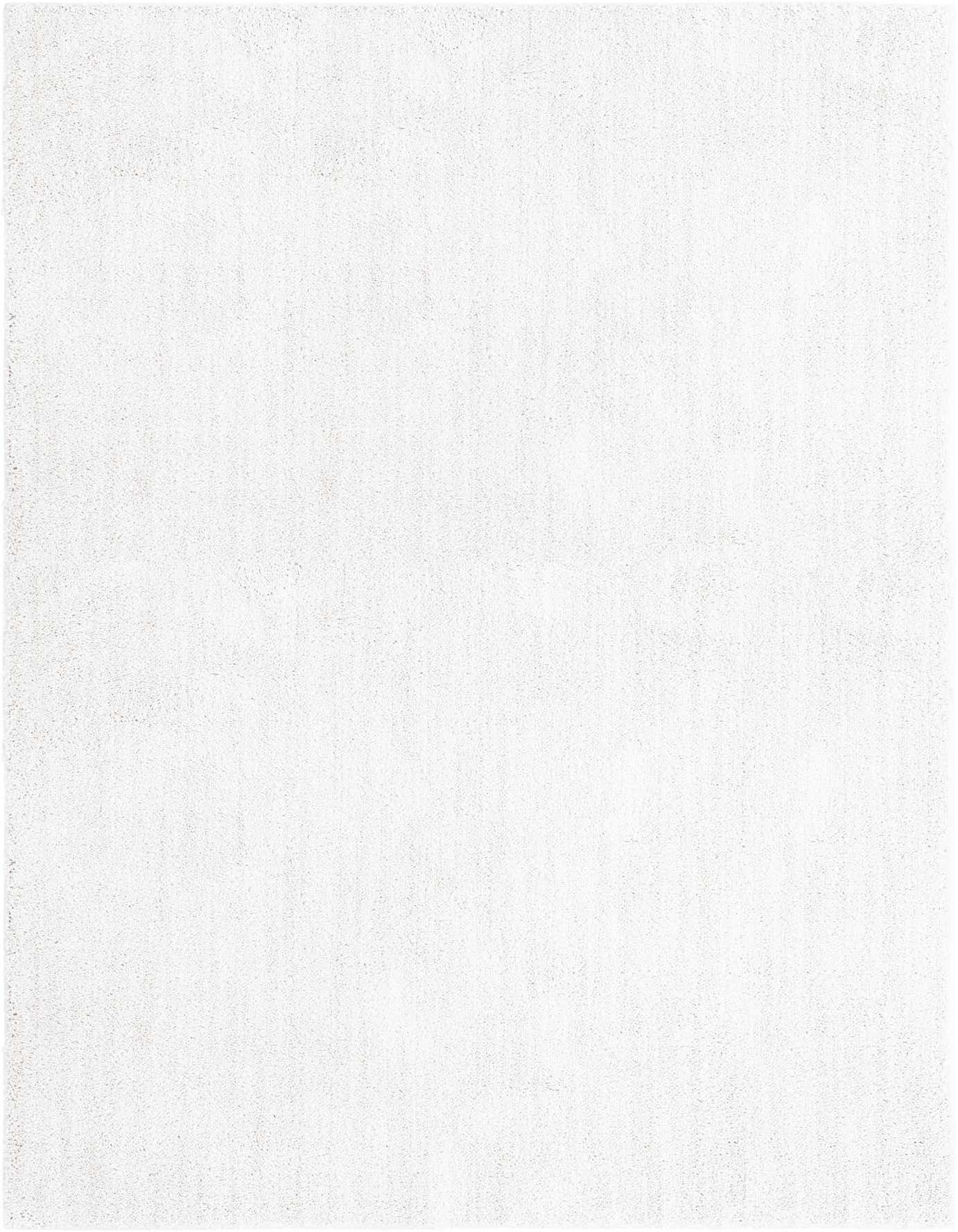 A large 10x14 rectangular ivory shag rug, offering a plush, solid-colored texture for an indoor living space.