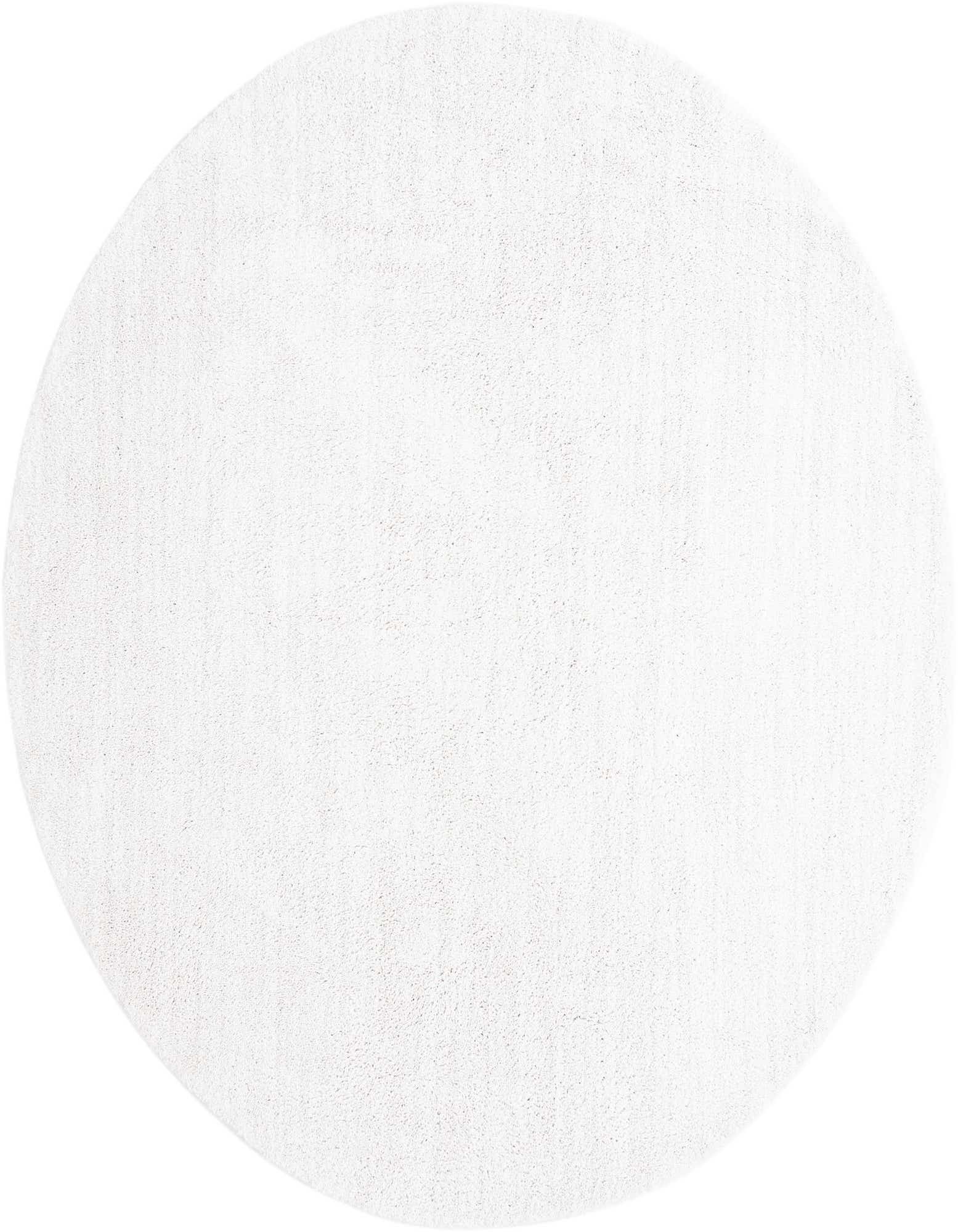 A soft, plush 10-foot round shag rug in a solid ivory white color, perfect for adding warmth.
