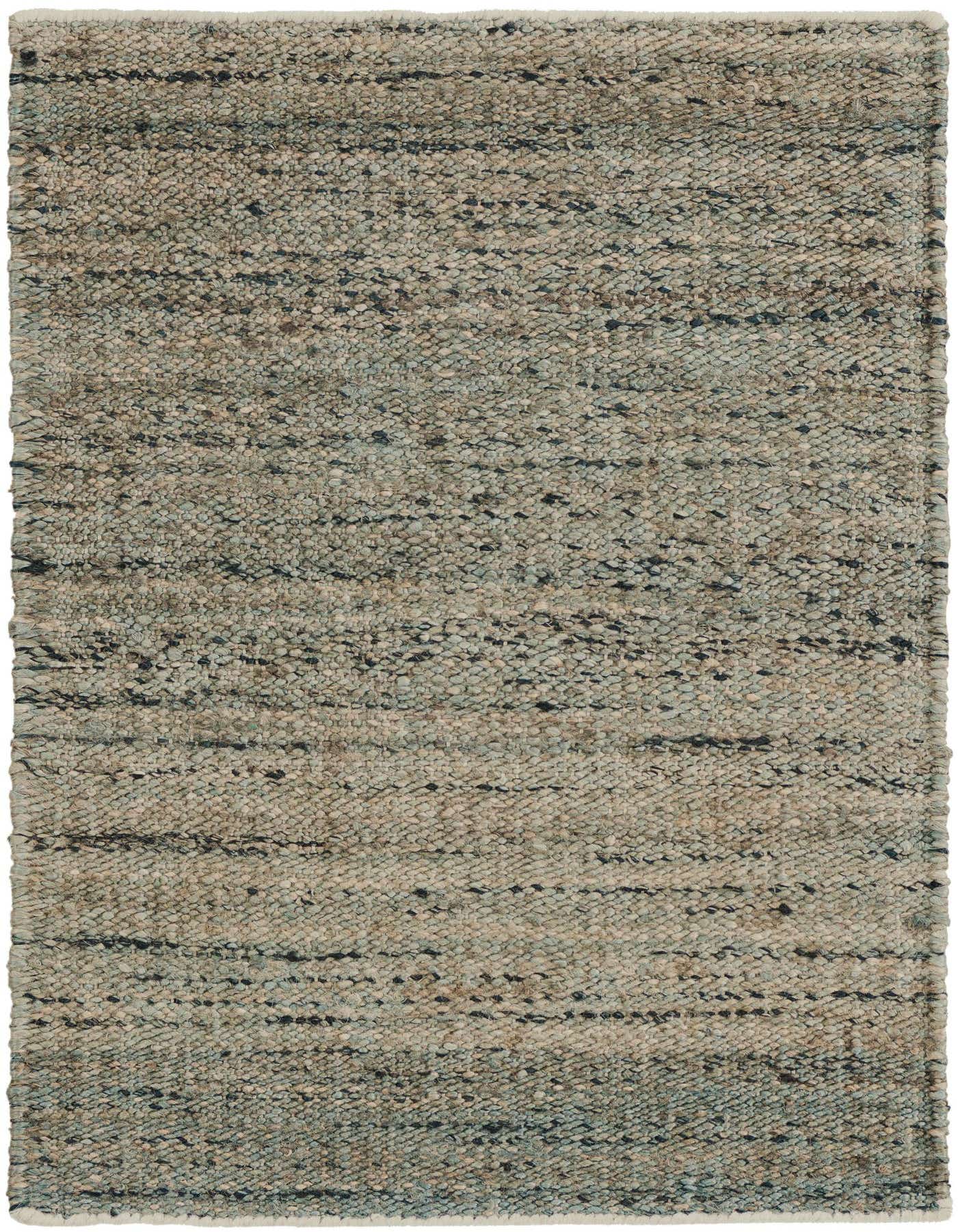 A 2x3 rectangular Rugs.com Palm Beach Jute rug featuring a textured flatweave in blended blues and ivories, ideal for indoor spaces.
