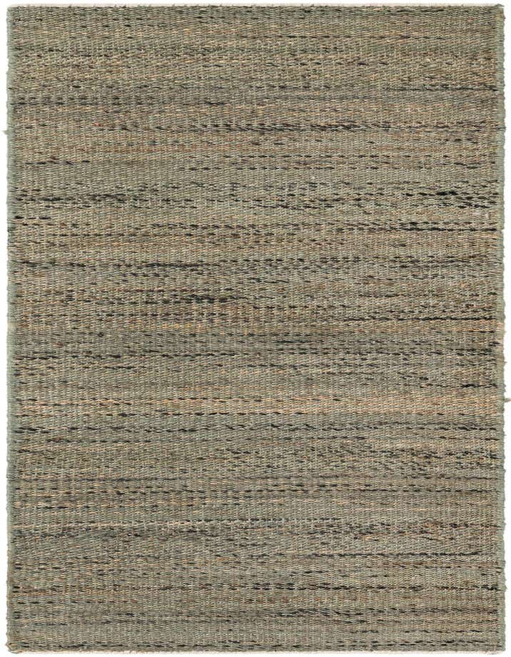 A 6 ft runner rug from the Palm Beach Jute collection, featuring a modern solid pattern in blues and ivories with a textured flatweave.