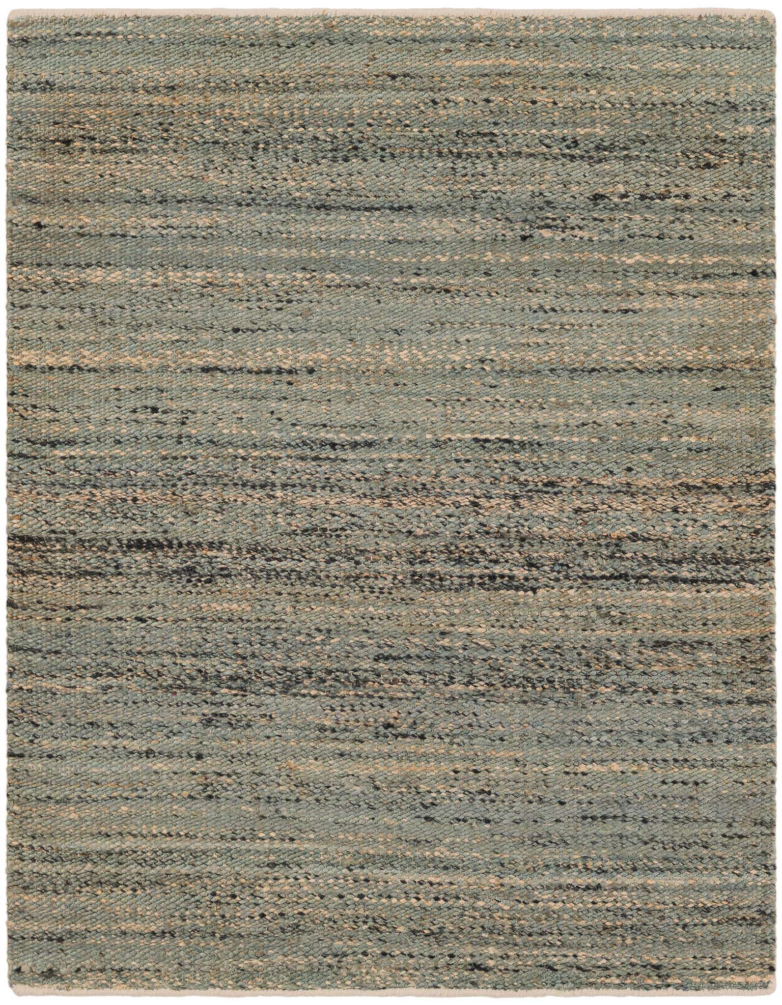 A square 4' 1 x 4' 1 blue and ivory jute area rug with a textured, flatweave surface, suitable for indoor use.