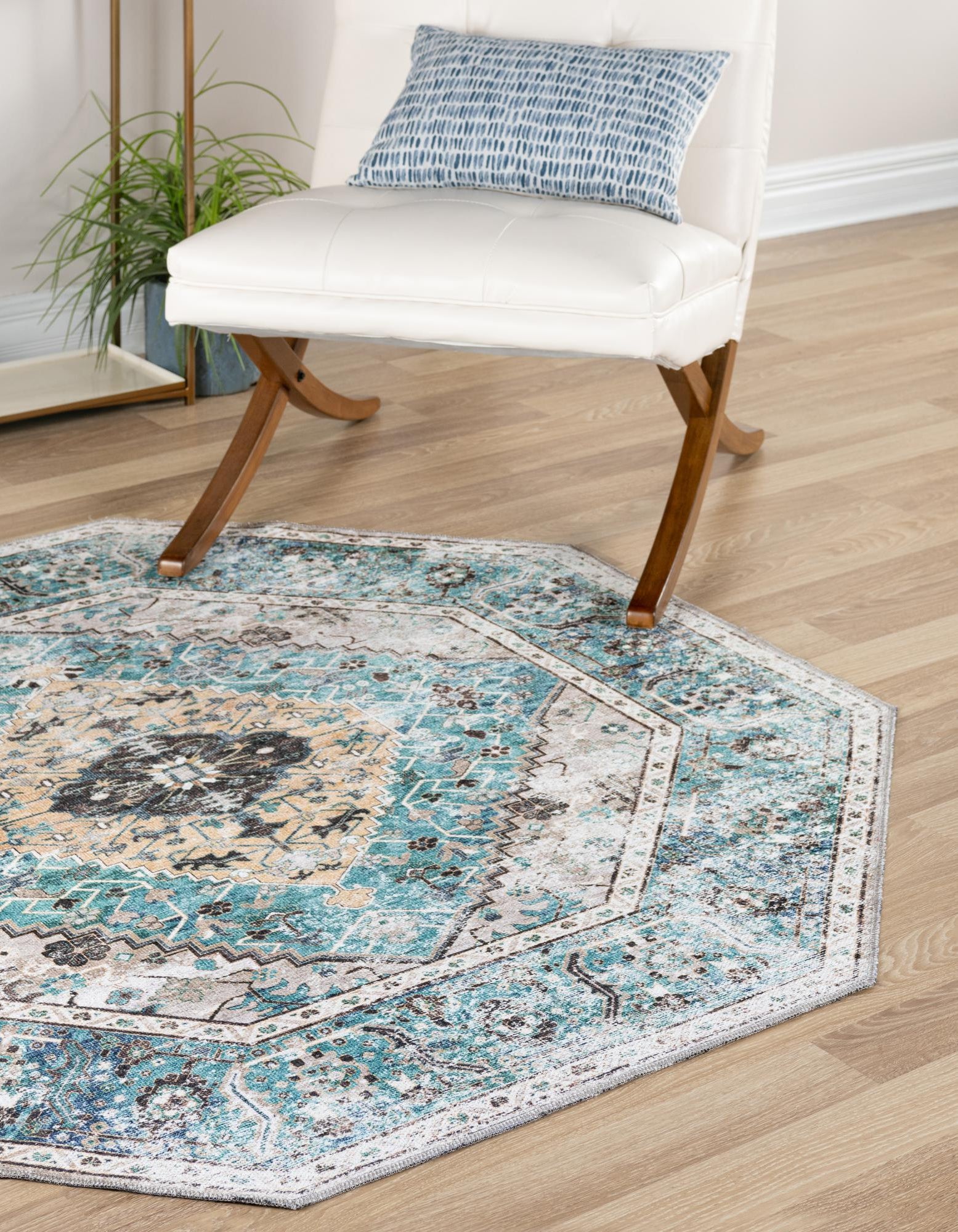Seaglass 5' x 5' Washable Yara Octagon Rug | Rugs.com