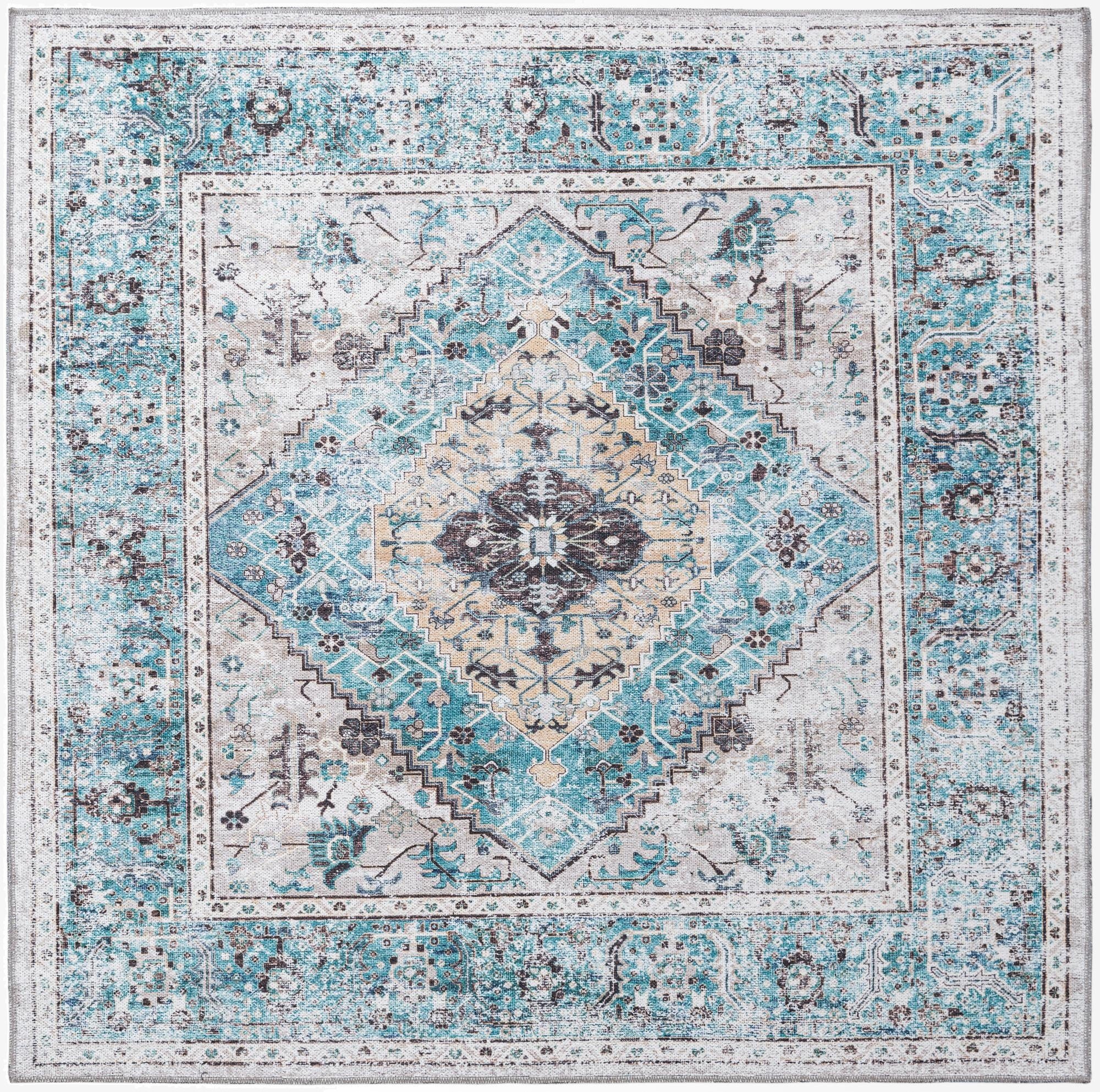  5' x 5'  Washable Yara Square Rug