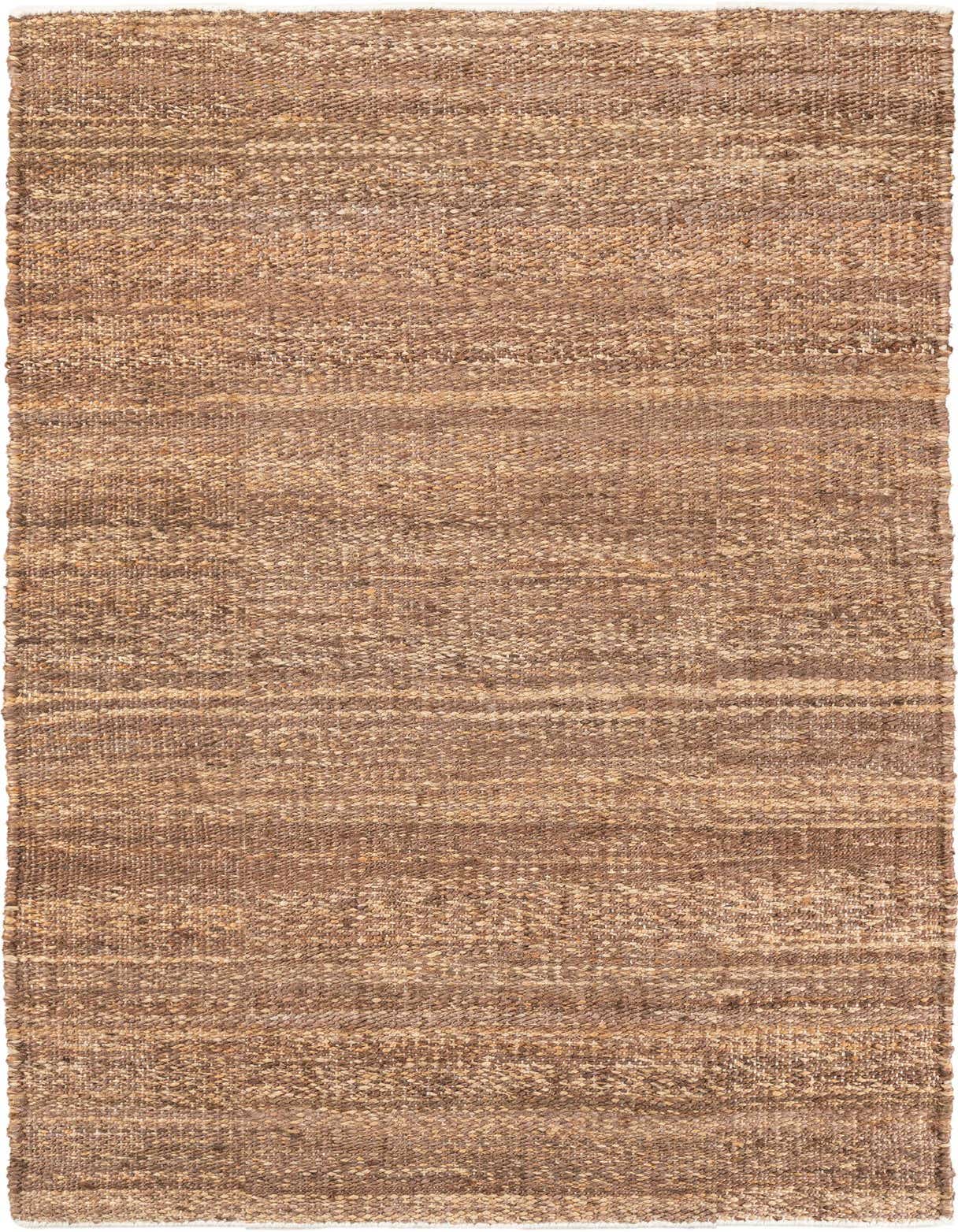A 3x5 rectangular brown and tan jute and wool blend rug with a rustic, textured flatweave.