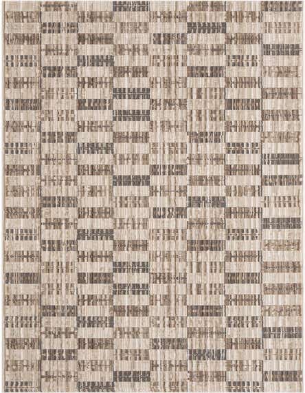 A 12 ft runner rug with a textured, alternating pattern of light tan and dark brown rectangular blocks, suitable for a hallway.