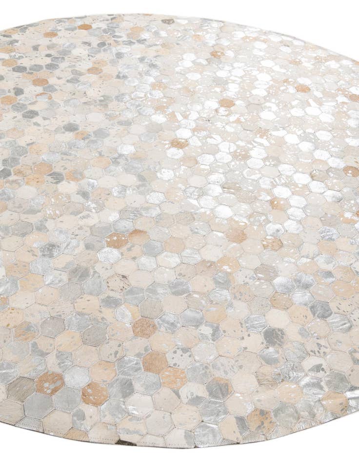 Detail image of  6' x 6' Cowhide Leather Round Rug