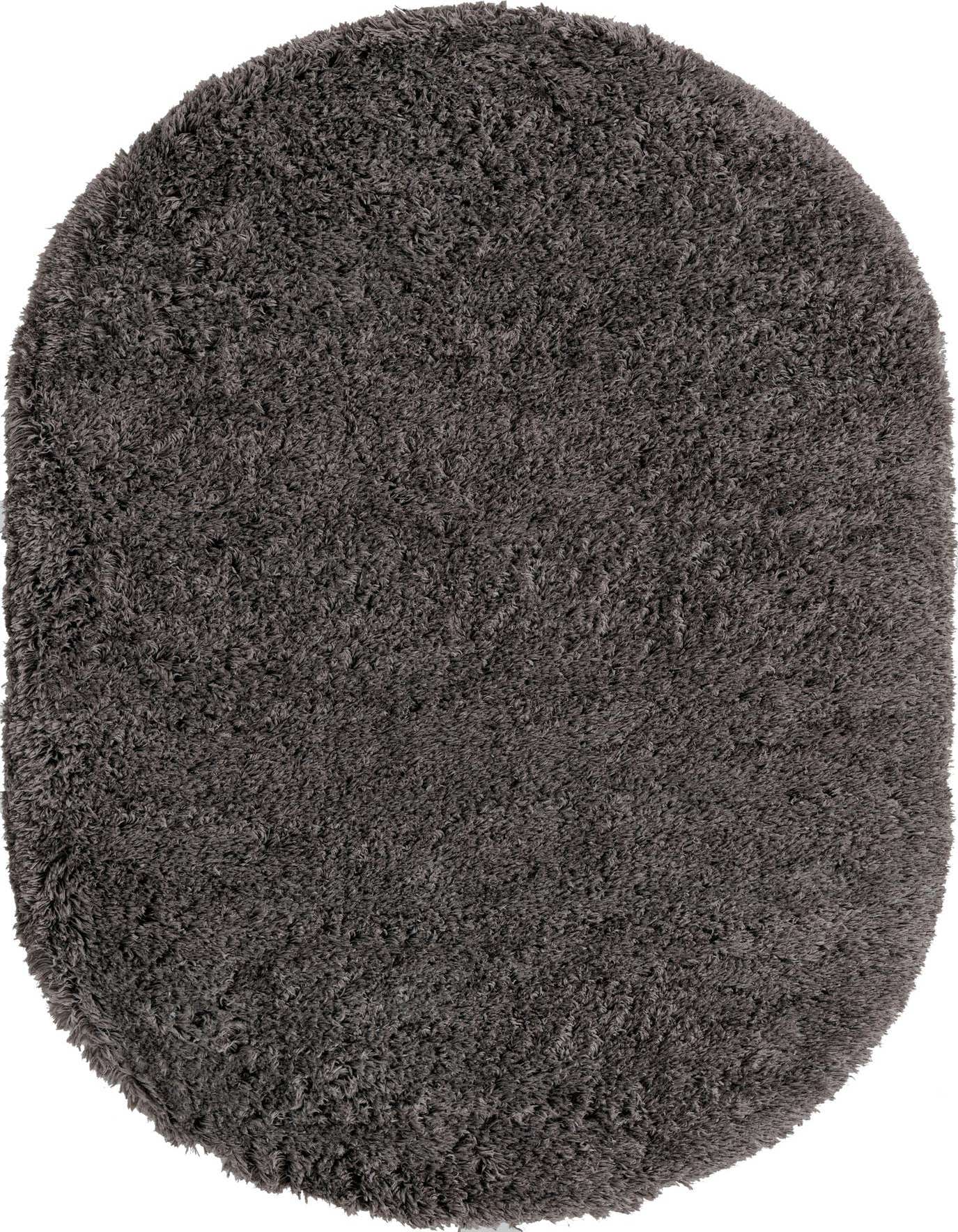 A 4'x6' oval gray shag rug with a plush, textured pile, suitable for adding comfort to any indoor space.