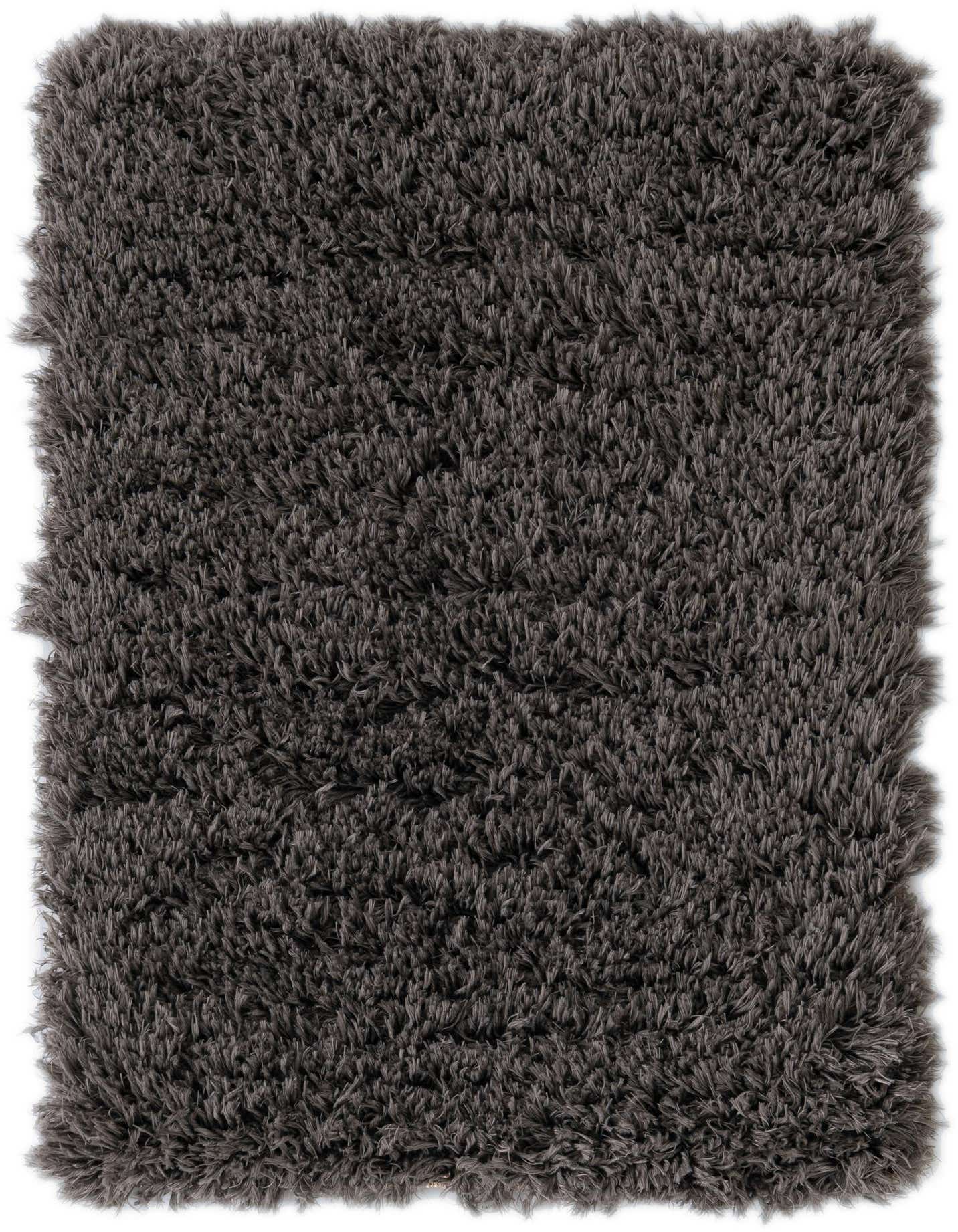 A plush 2x3 rectangular gray shag rug with a deep, textured pile, suitable for adding comfort to any indoor space.