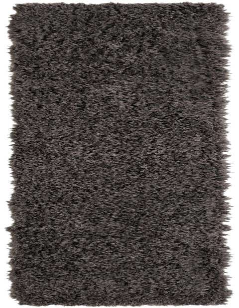 A long, dark gray shag runner rug, 10 ft, with a plush, textured pile, perfect for a hallway.