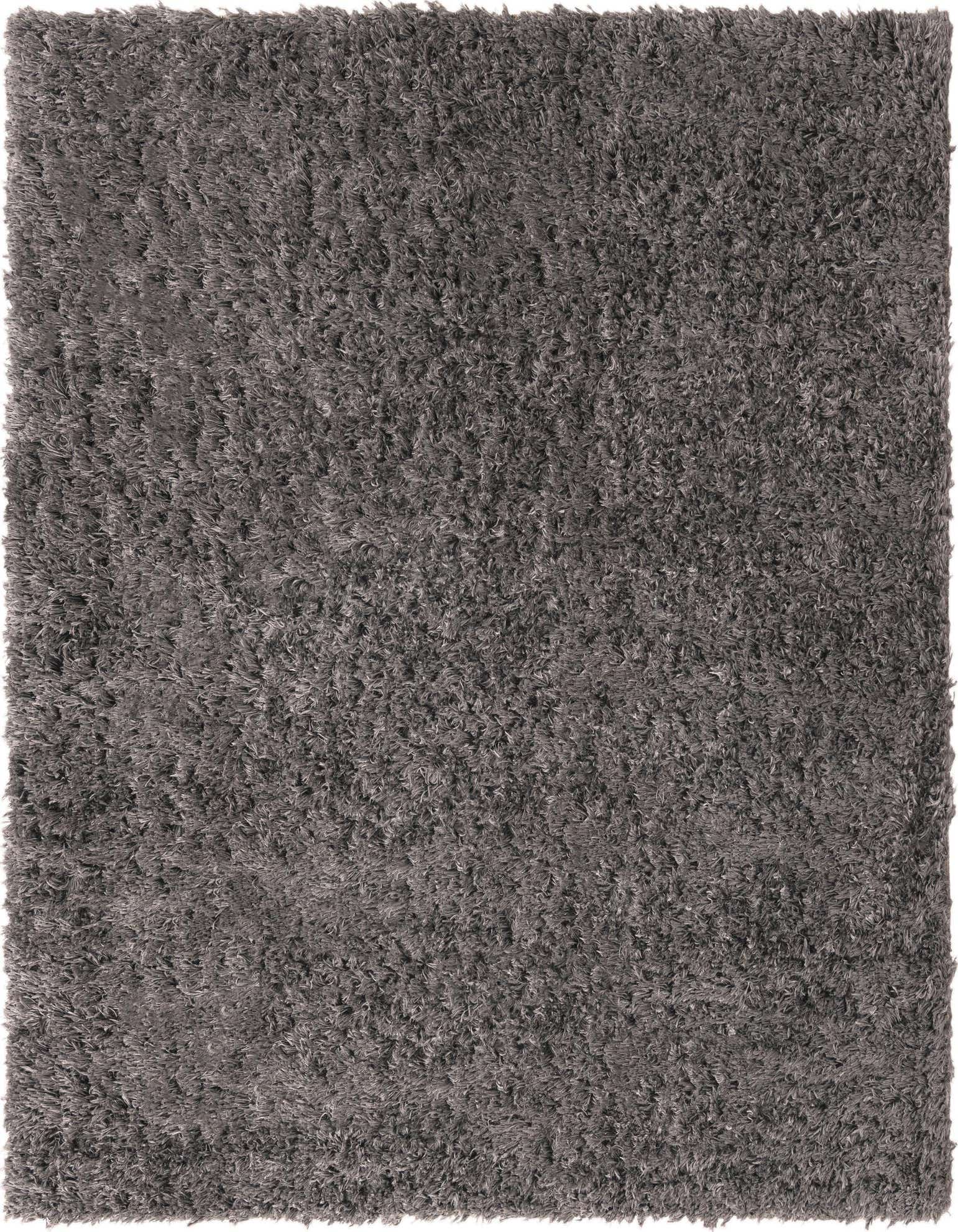 A soft, plush 8'x8' square gray shag rug, ideal for adding modern comfort to any indoor living space.