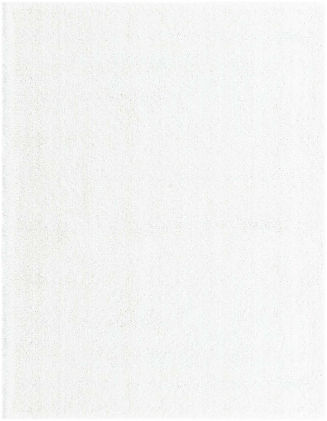 A 4x6 rectangular white shag rug with a soft, textured pile, ideal for a minimalist or modern living room.