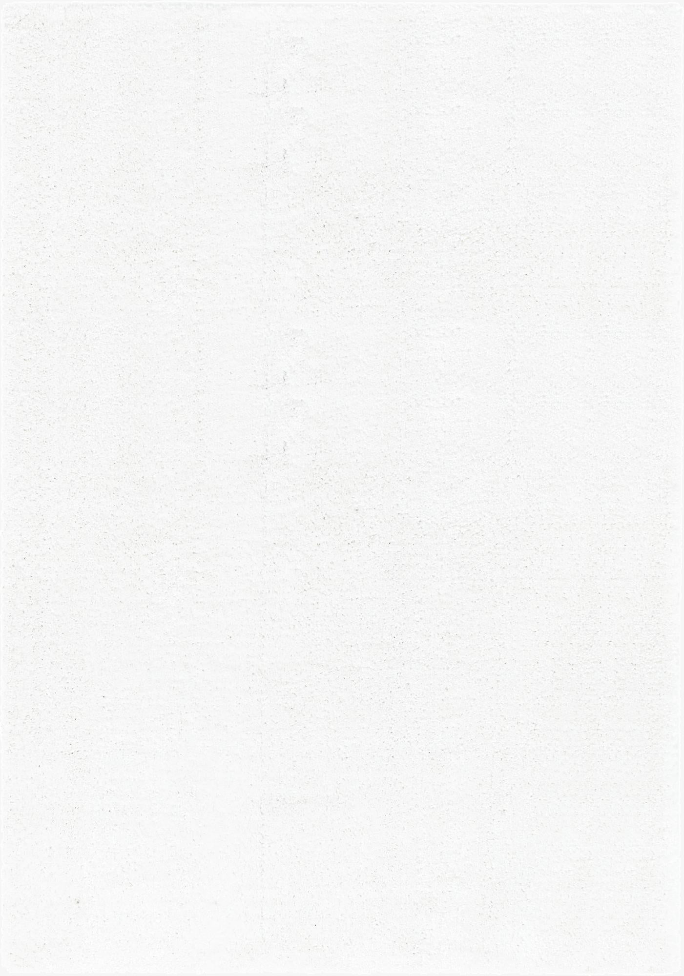 A soft, plush 7x10 rectangular white shag rug with a textured pile, perfect for a modern living room.