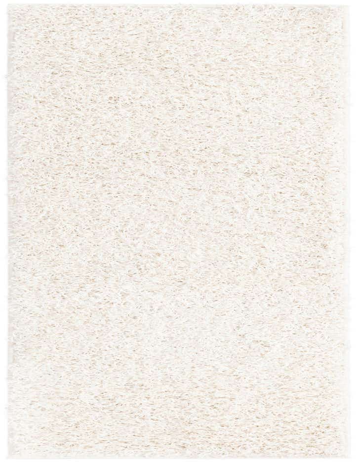 A soft, plush 6 ft white shag runner rug with a textured pile, ideal for a hallway.