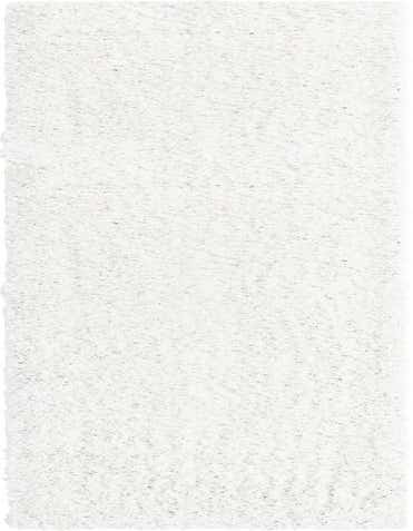 A long, rectangular 13 ft runner rug from the Everyday Shag collection in a solid white color, featuring a soft, textured shag pile.