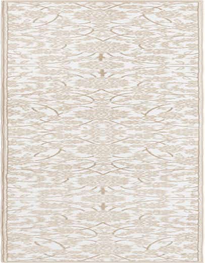A 13 ft runner rug featuring an elegant traditional floral pattern in white and beige, ideal for a hallway.