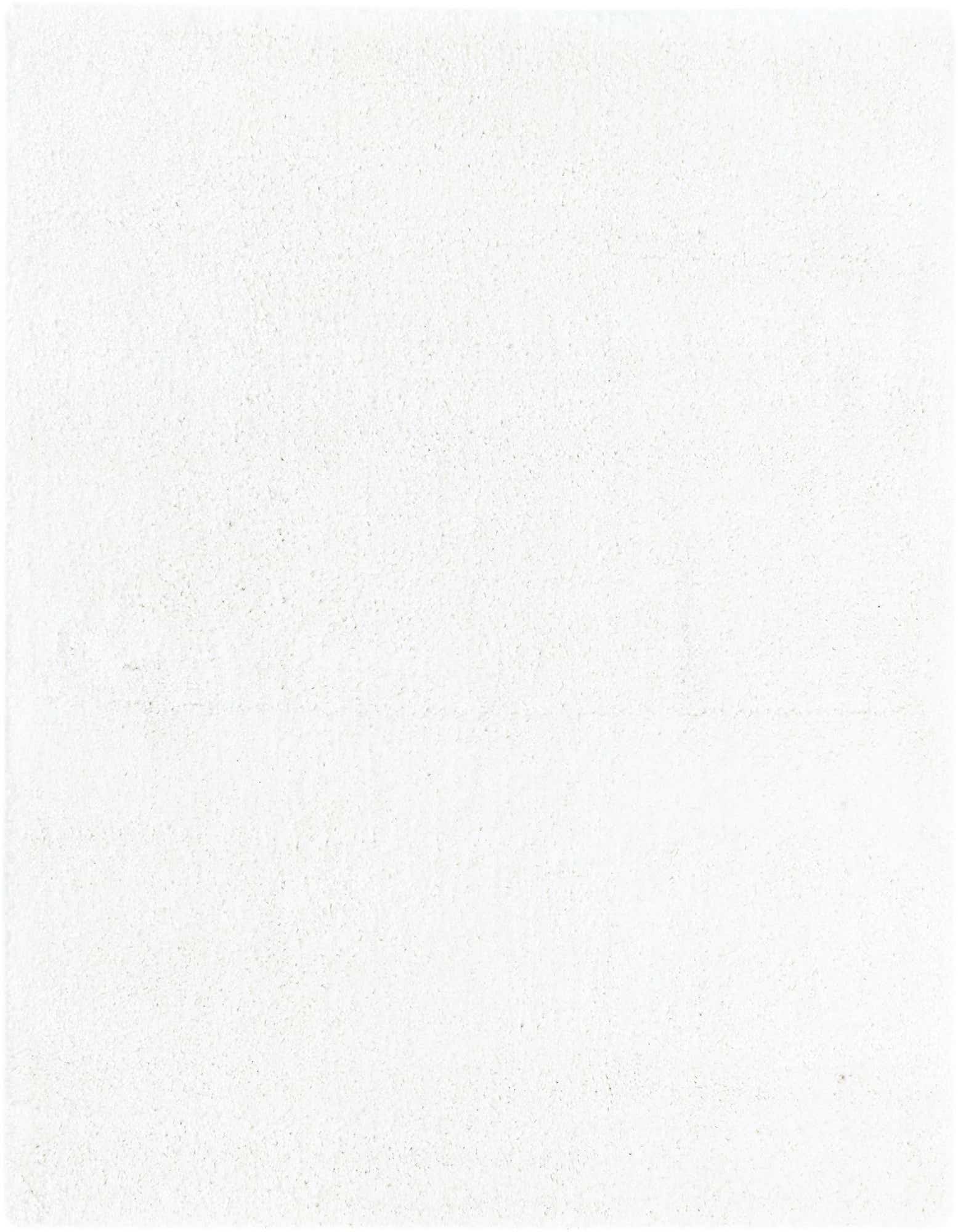 A soft, plush 5' 3 x 5' 3 square white shag rug, ideal for adding comfort to any indoor space.