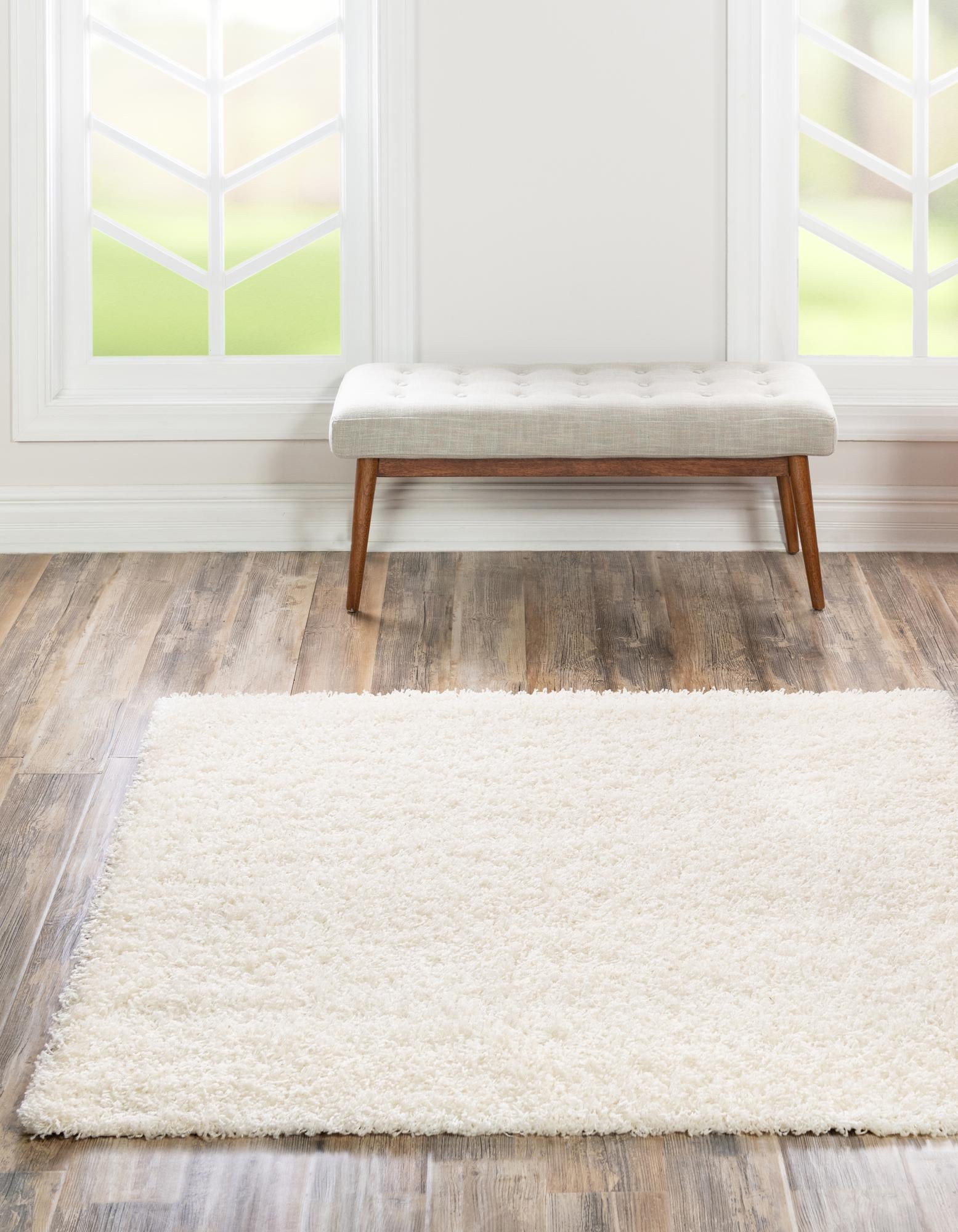 Snow White 8' x 8' Solid Shag Square Rug | Rugs.com