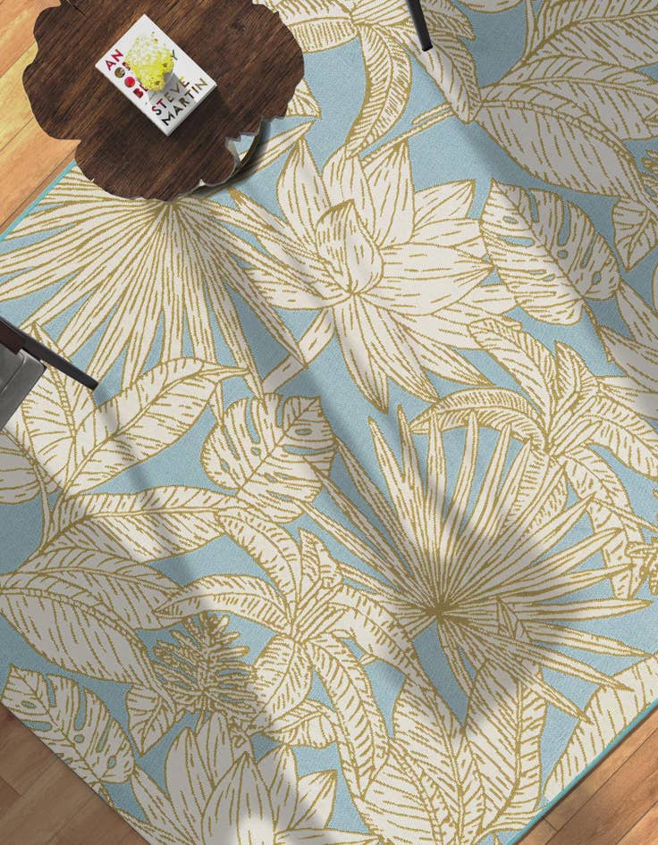 Detail image of  7' 10 x 10'  Washable Botanical Indoor / Outdoor Rug