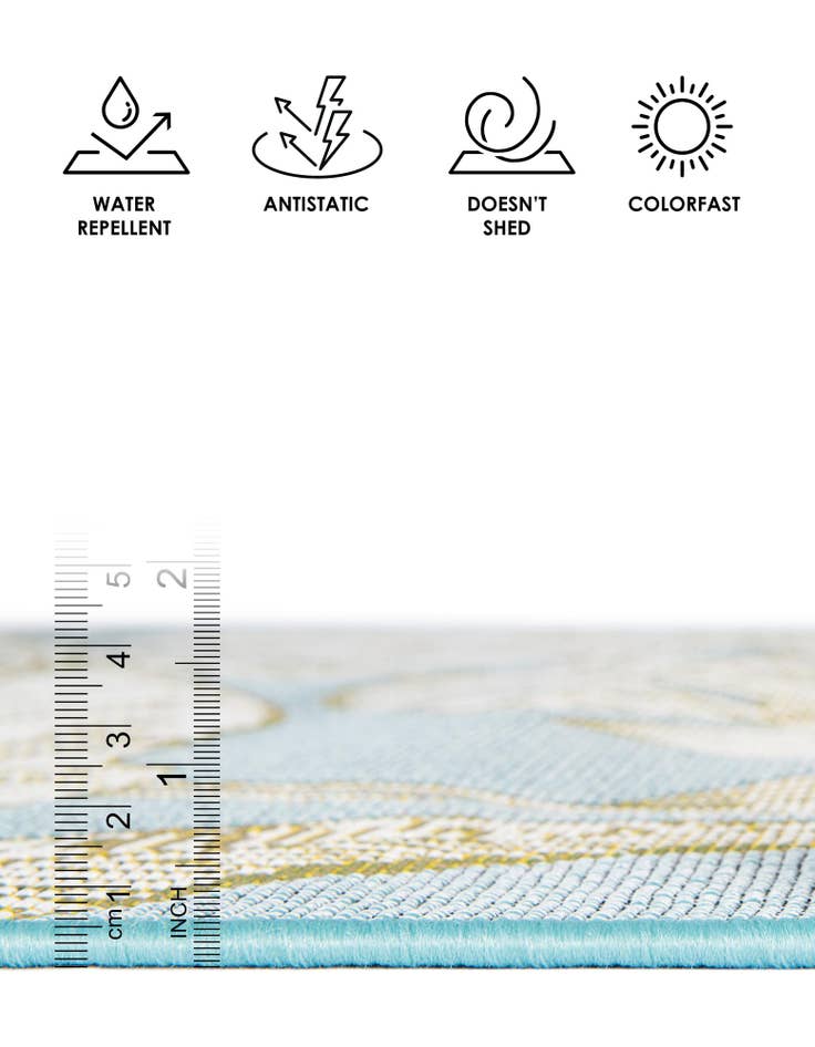 Detail image of  7' 10 x 10'  Washable Botanical Indoor / Outdoor Rug