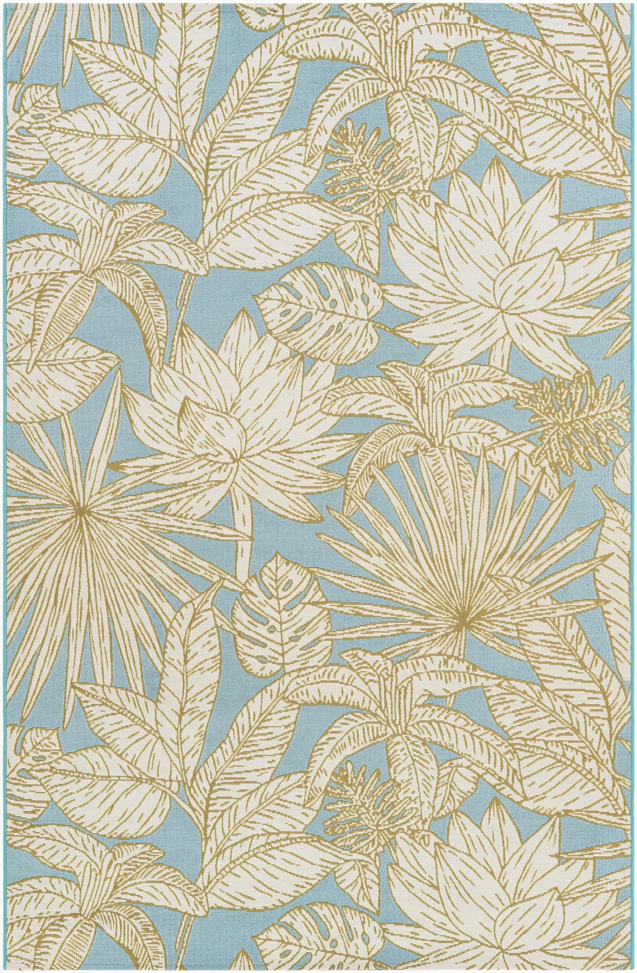  5' x 8'  Washable Botanical Indoor / Outdoor Rug