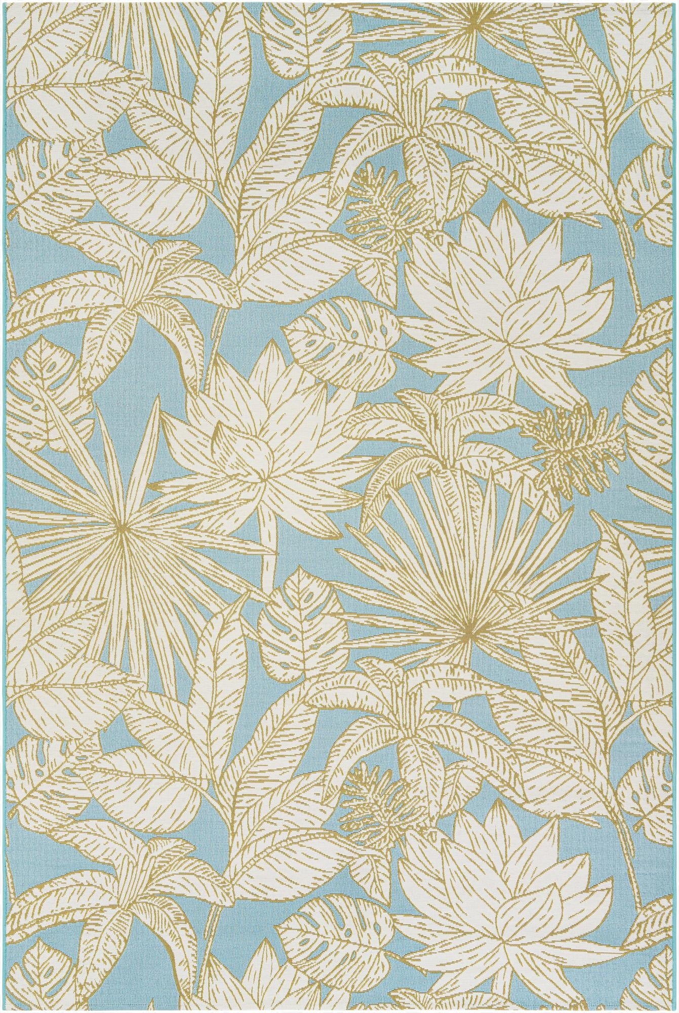  6' x 9'  Washable Botanical Indoor / Outdoor Rug