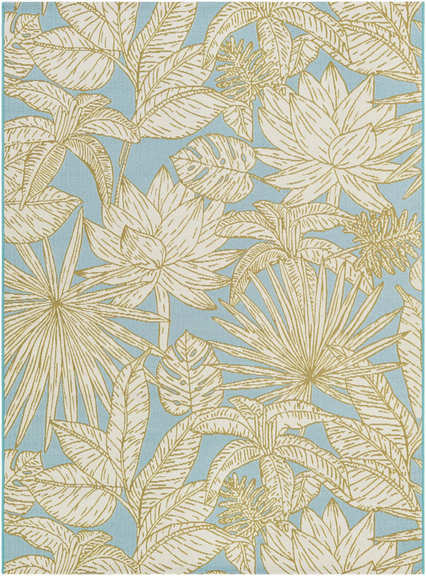  5' x 7'  Washable Botanical Indoor / Outdoor Rug