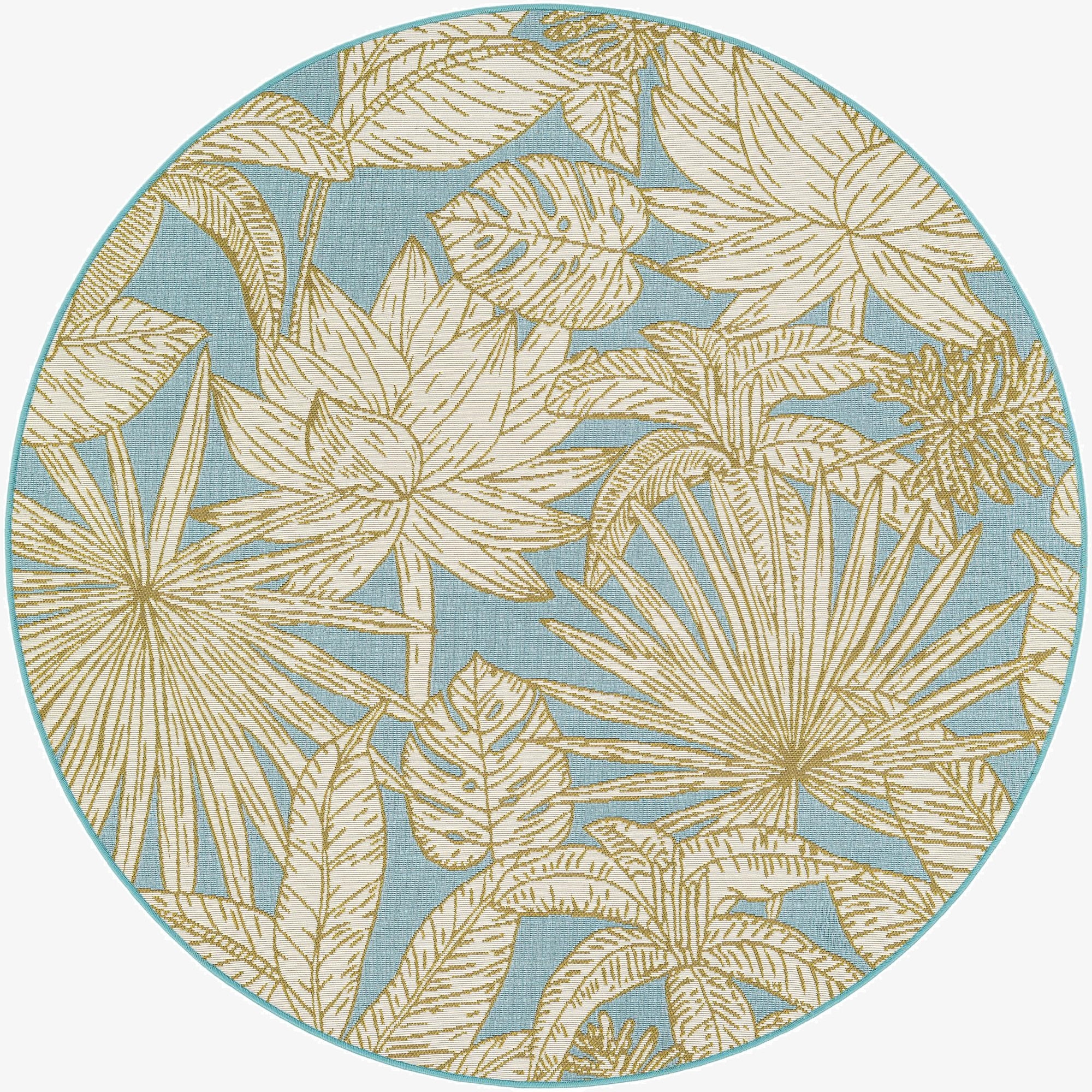  5' x 5'  Washable Botanical Indoor / Outdoor Round Rug