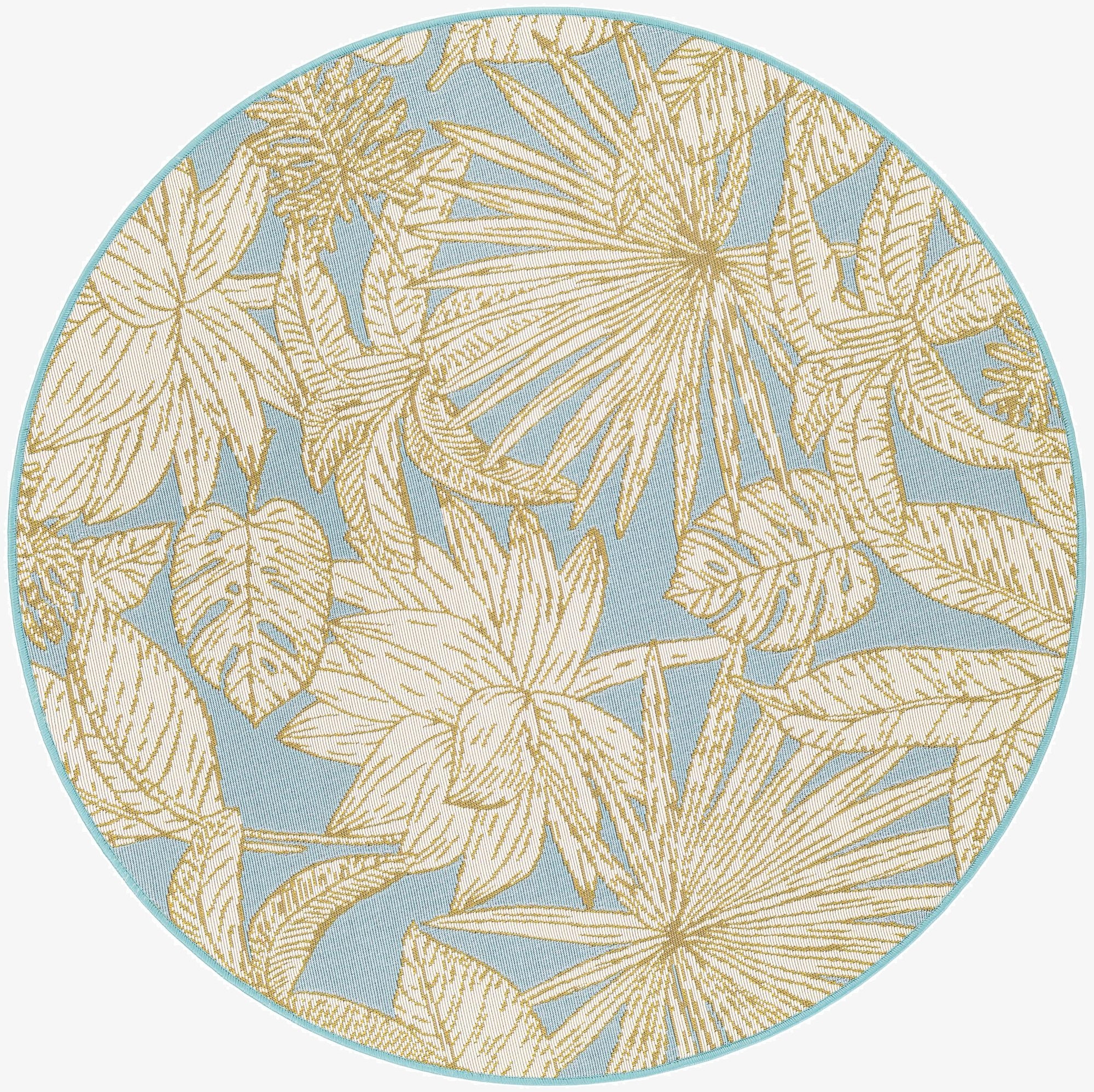  4' x 4'  Washable Botanical Indoor / Outdoor Round Rug